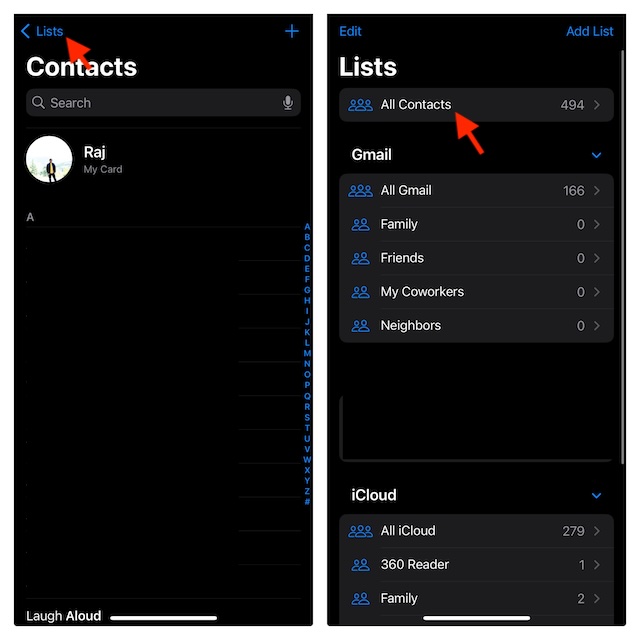 Choose All Contacts