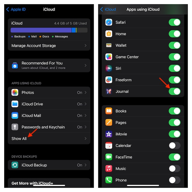 Enable iCloud Syncing for Apple Journal
