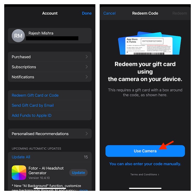 Redeem Apple Gift Card on iPhone and iPad