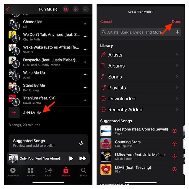 Add songs to collaborative Apple Music playlist