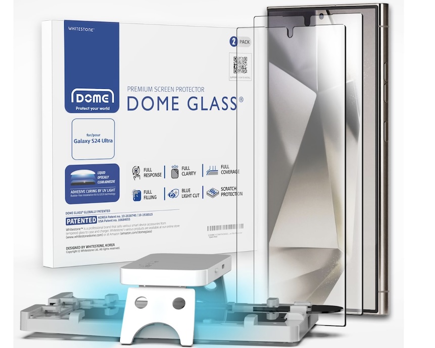 DOME GLASS Whitestone Screen Protector compatible with Galaxy S24 Ultra UV Lamp