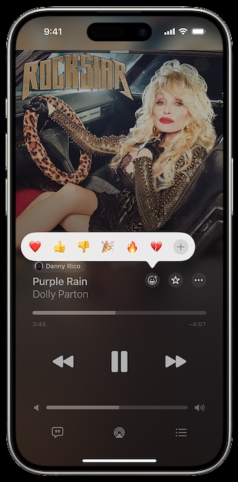 How to add reactions to collaborative Apple Music playlist