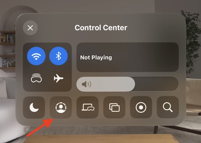 Tap on Guest Mode in Apple Vision Pro Control Center