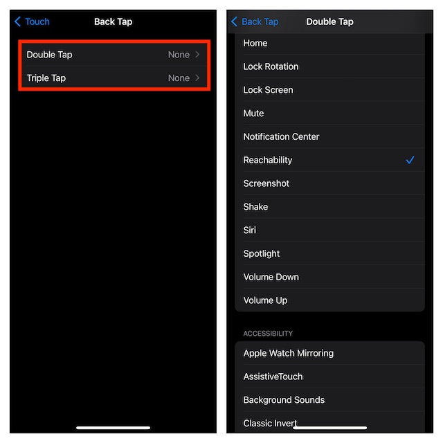 Enable or disable the one handed mode on your iPhone by tapping on the back of the device