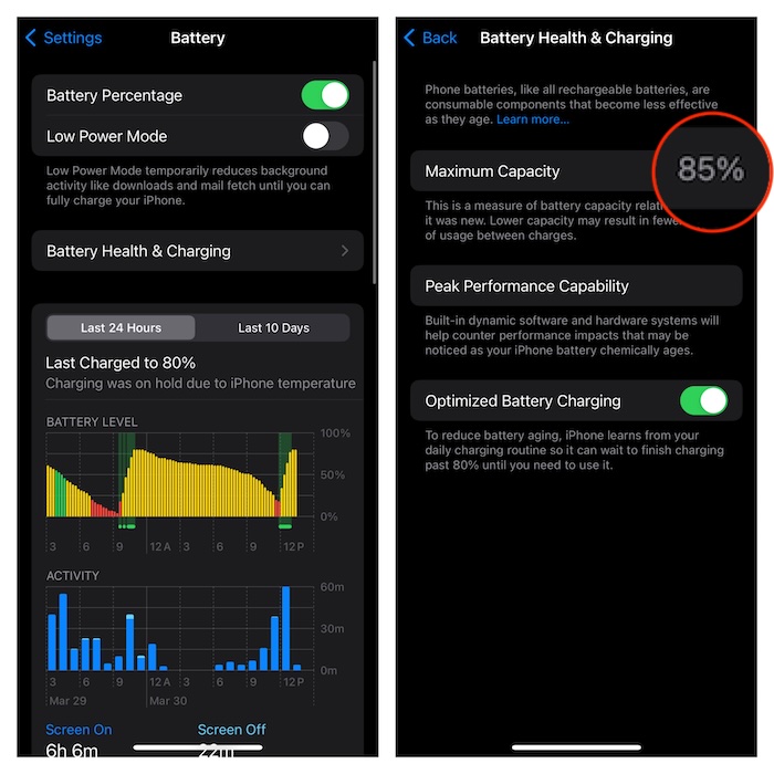 iPhone 12 battery health