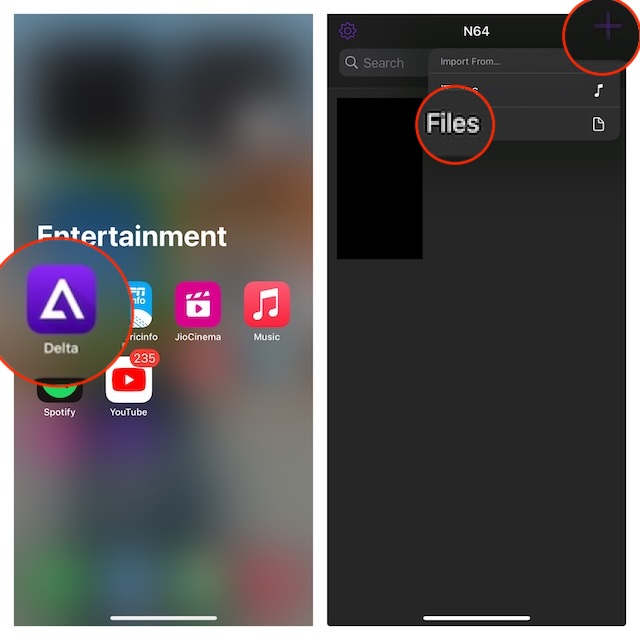Launch Delta game emulator app on iPhone