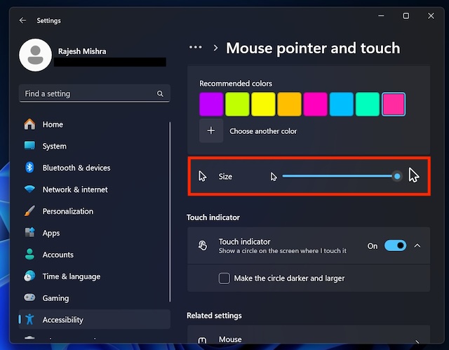 Perfectly adjust mouse pointer size on Windows