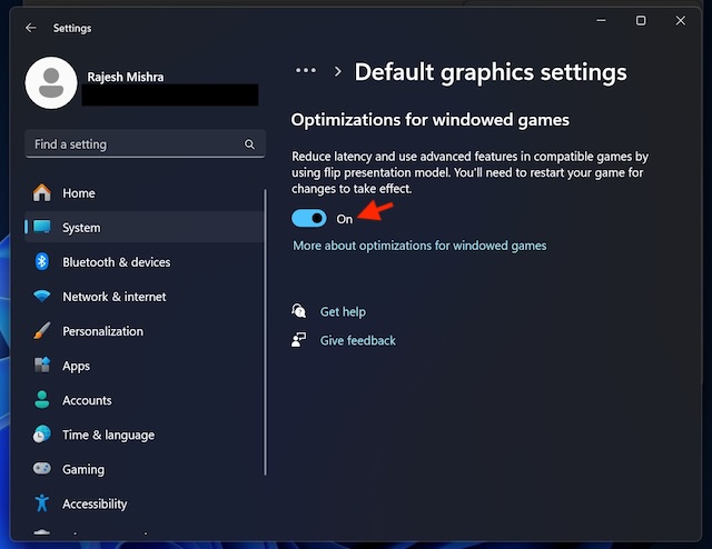 Reduce latency in games on Windows