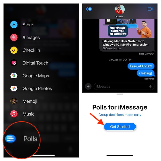Select Polls in iMessage