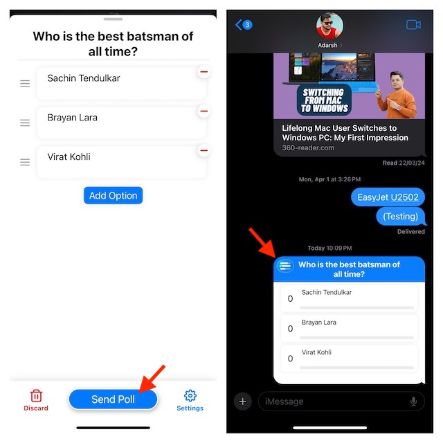Use Polls feature in Apple Messages app on iPhone and iPad 2