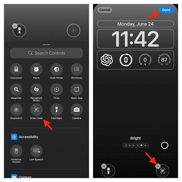 Add QR code scanner to iPhone Lock Screen in iOS 18