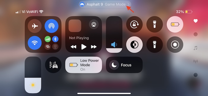 Game Mode active in iOS 18