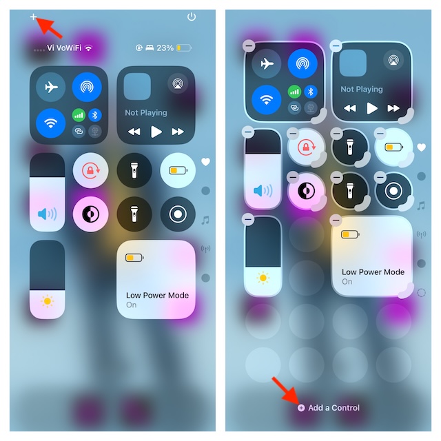 Tap on the Plus button in iPhone Control Center in iOS 18
