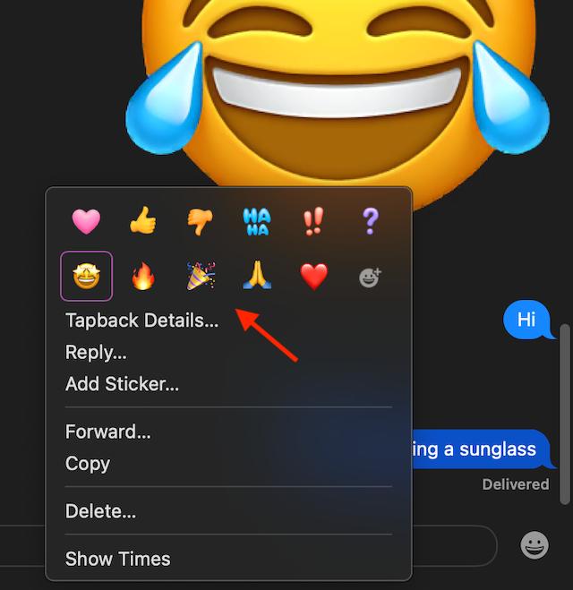 Use tap back feature in Messages in macOS 15